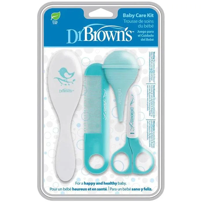 Dr. Brown's Baby Care Kit - 4 Pieces (Hair Brush & Comb, Nasal Aspirator, Nail Scissors)