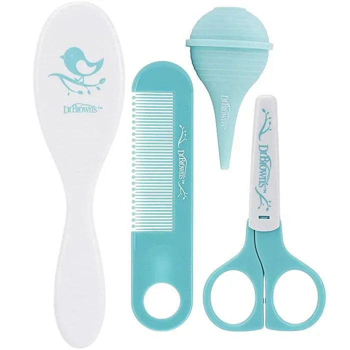 Dr. Brown's Baby Care Kit - 4 Pieces (Hair Brush & Comb, Nasal Aspirator, Nail Scissors)