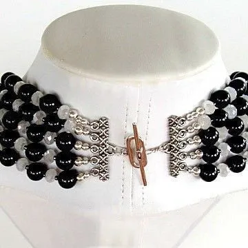 Eclipse: 25" Black and White Statement Necklace