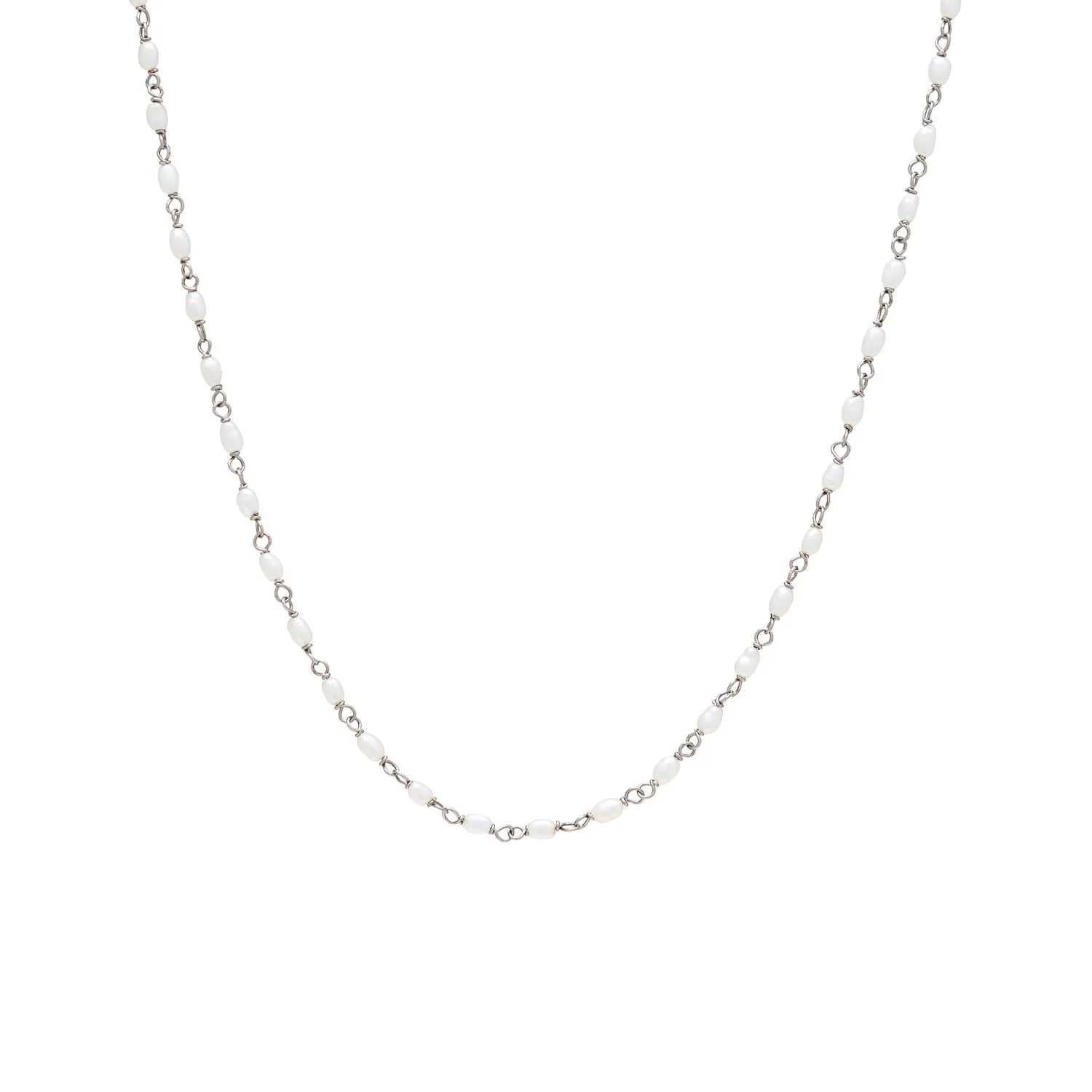 Edwardian Platinum Seed Pearl Necklace