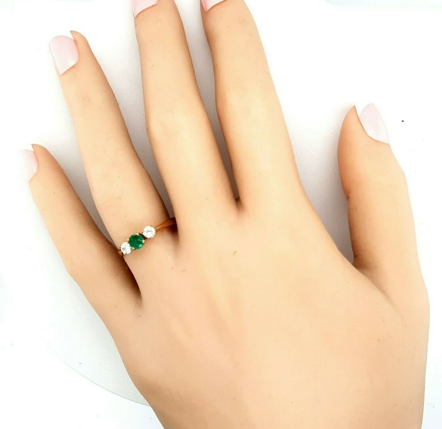 Emerald & Cubic Zirconia 9ct Yellow Gold Ring