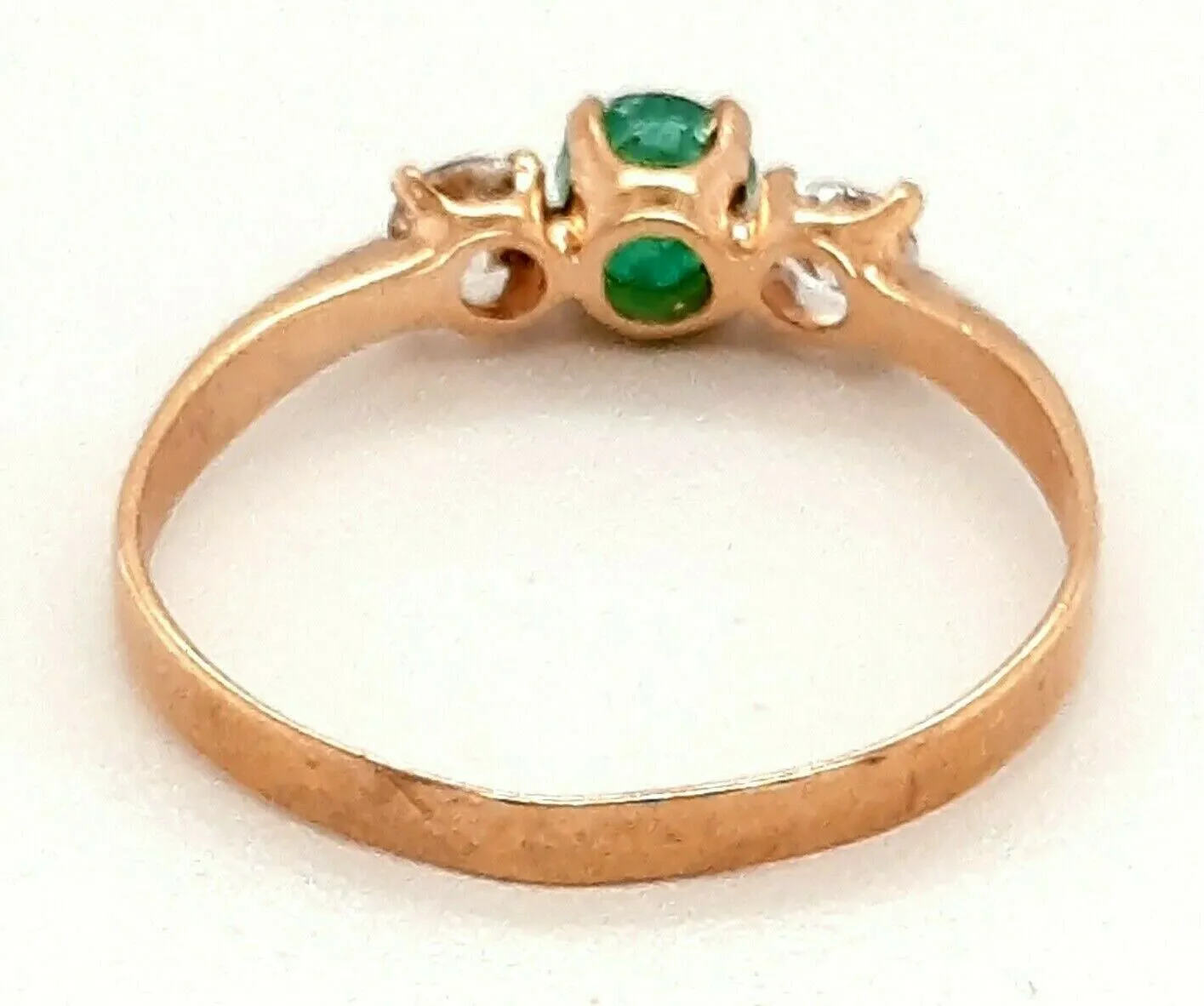 Emerald & Cubic Zirconia 9ct Yellow Gold Ring