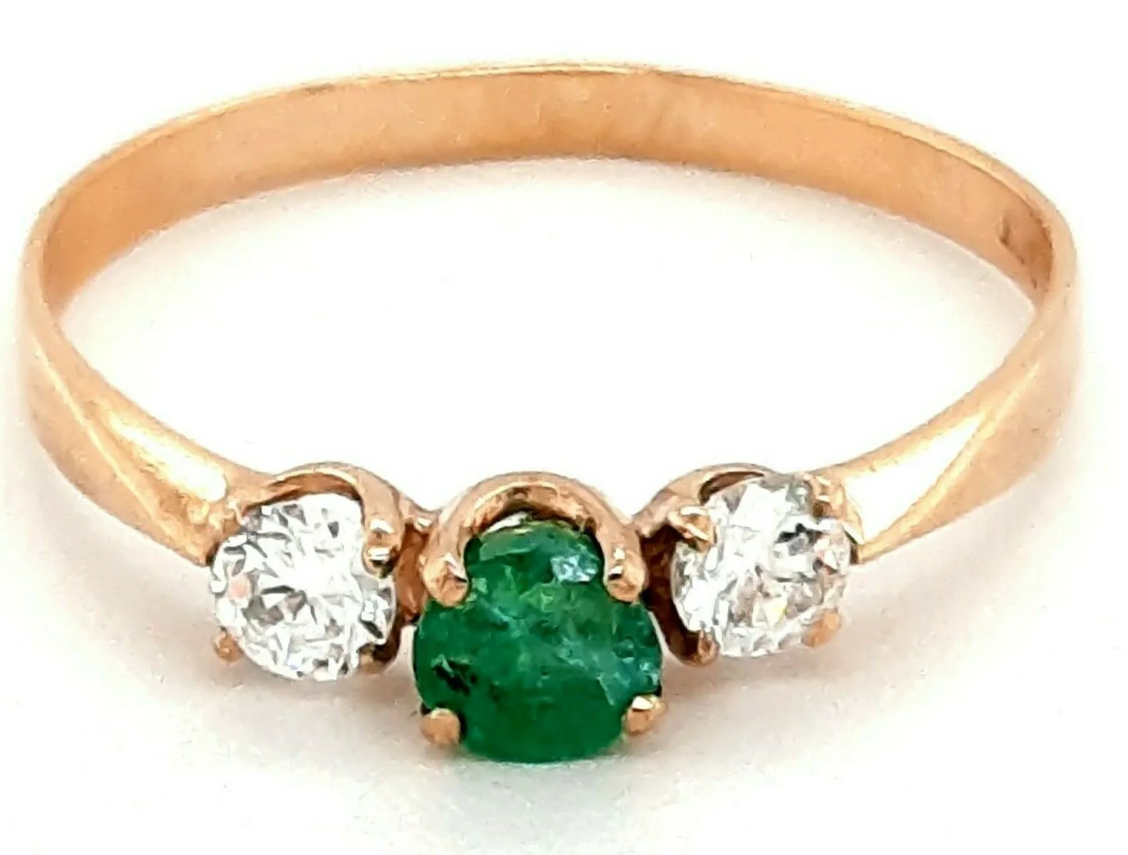 Emerald & Cubic Zirconia 9ct Yellow Gold Ring