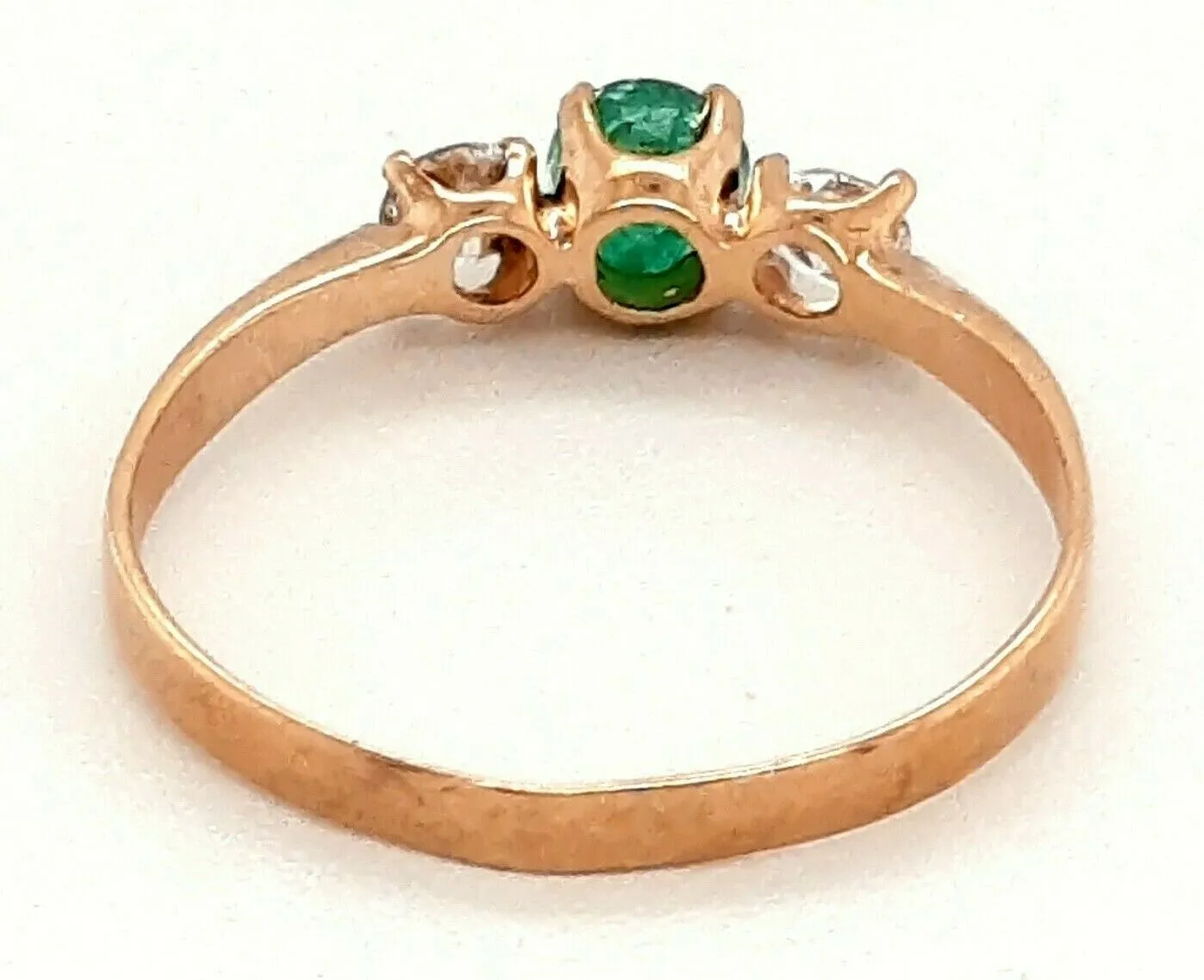 Emerald & Cubic Zirconia 9ct Yellow Gold Ring