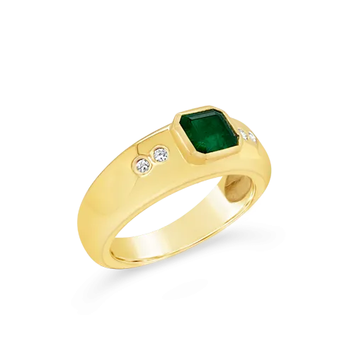 Emerald & Diamond Gypsy Ring