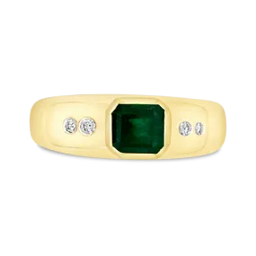 Emerald & Diamond Gypsy Ring