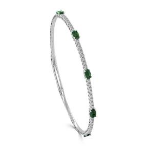 Emerald & Diamond Station Flexible Bangle