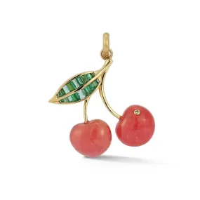 Emerald & Rhodochrosite Sweet Cherry Charm