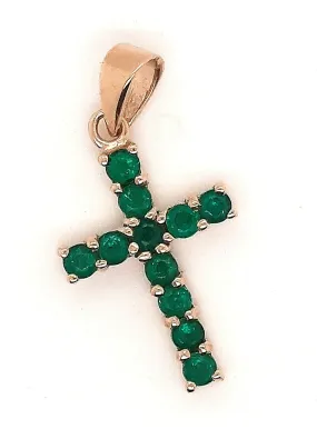 Emerald & Yellow Gold Cross Pendant