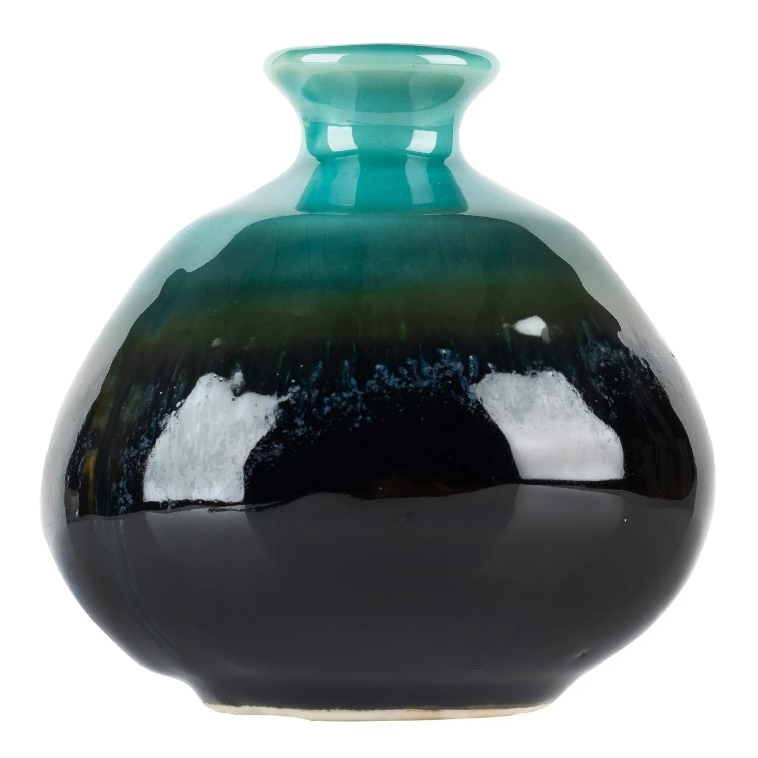 Emerald and Black Japanese Mini Vase