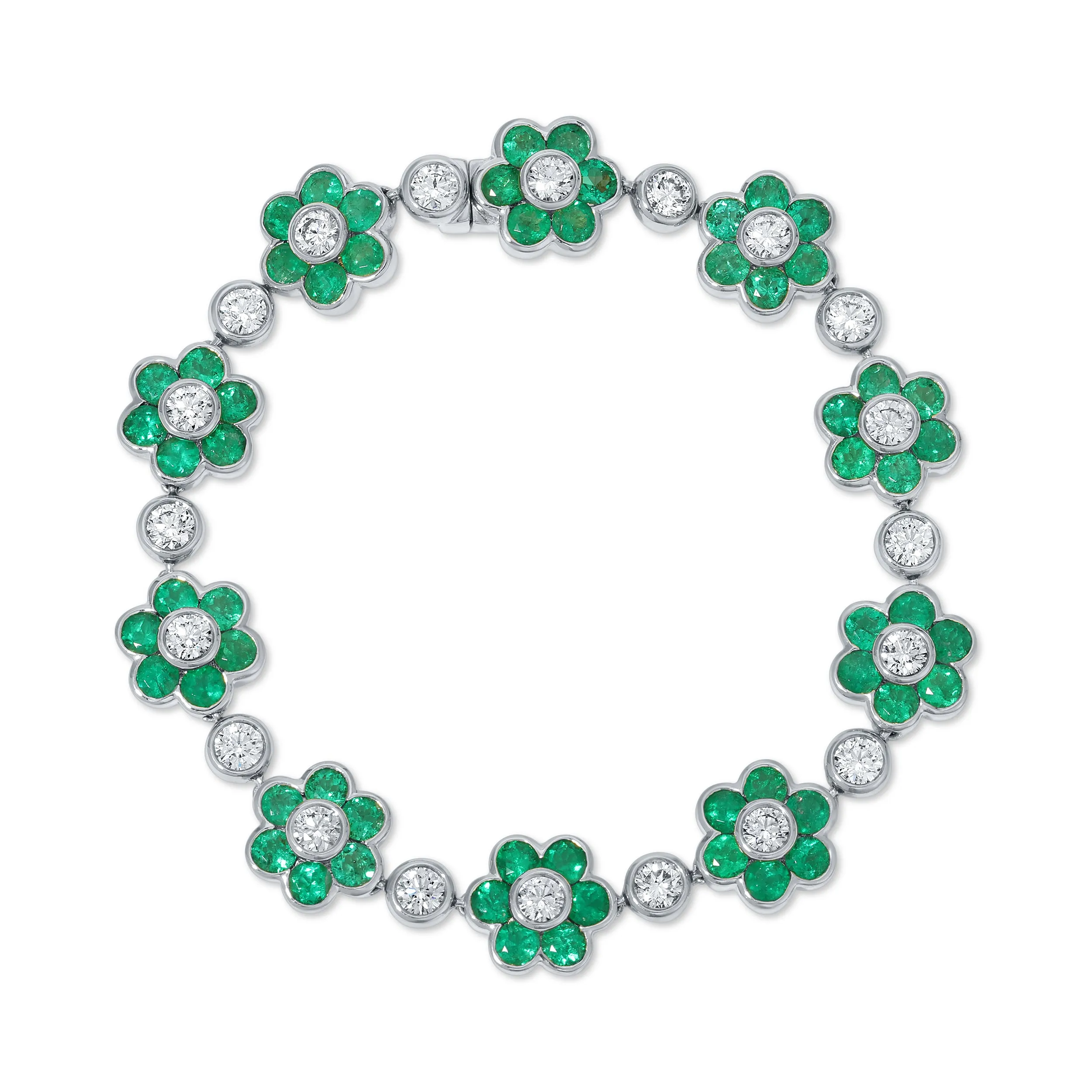 EMERALD AND DIAMOND FLORA BRACELET