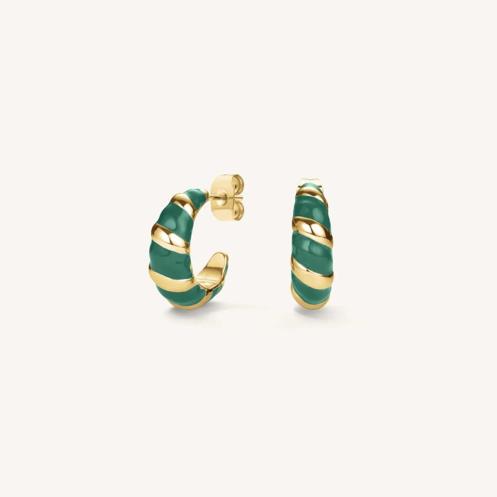 Emerald Croissant Hoops