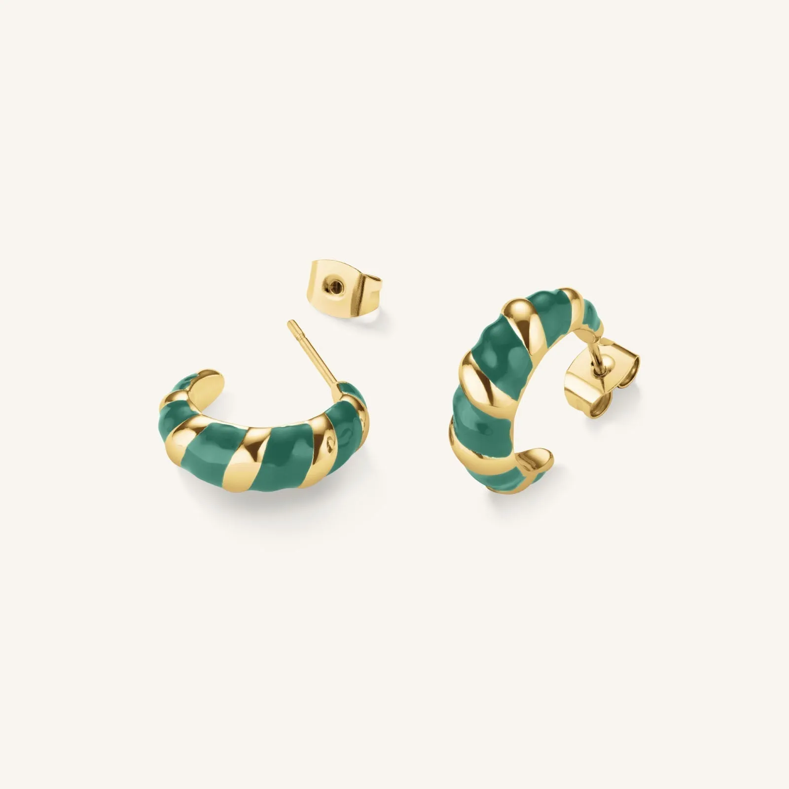 Emerald Croissant Hoops