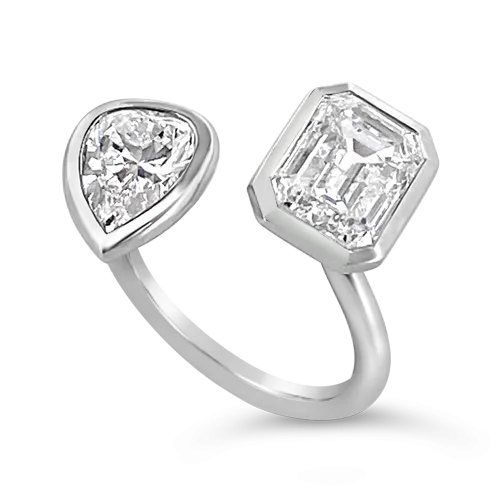 Emerald cut & Pear Shaped Diamond Ring