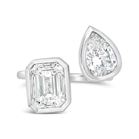 Emerald cut & Pear Shaped Diamond Ring