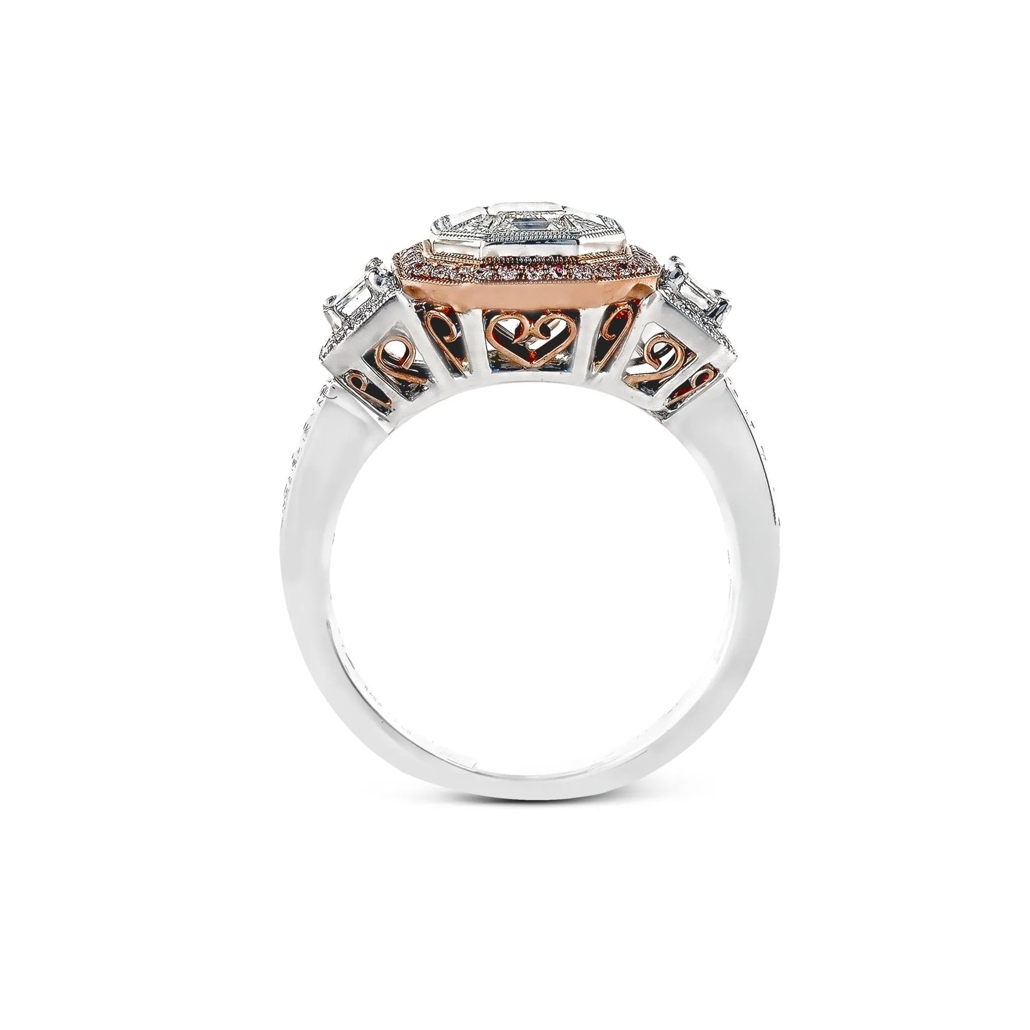 Emerald-cut Halo Engagement Ring in 18k Gold with Diamonds