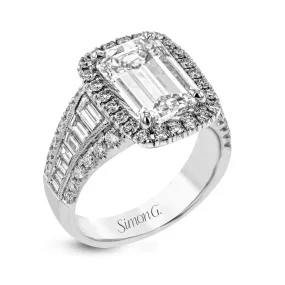 Emerald-Cut Halo Engagement Ring In 18k Gold With Diamonds