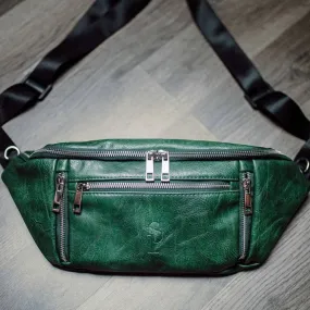 Emerald Green Leather Cross Body-Waist Bag