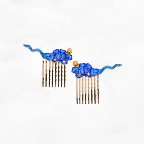 Enamel Auspicious Clouds Hair Comb