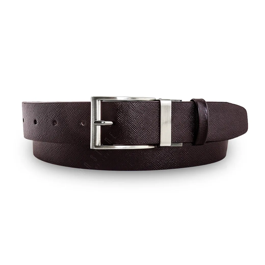 Executive Saffiano Reversible Belt - Brown