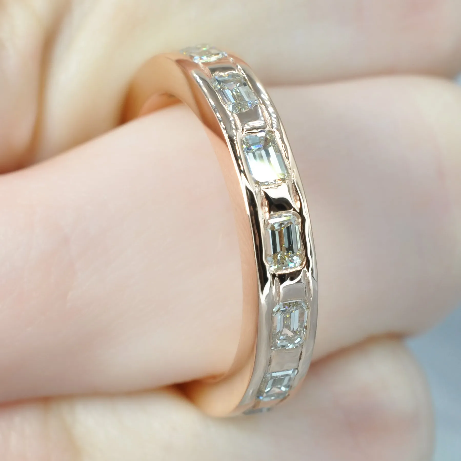 Exquisite 2.50 CT Emerald Cut Diamonds - Eternity Ring in 14KT Rose Gold