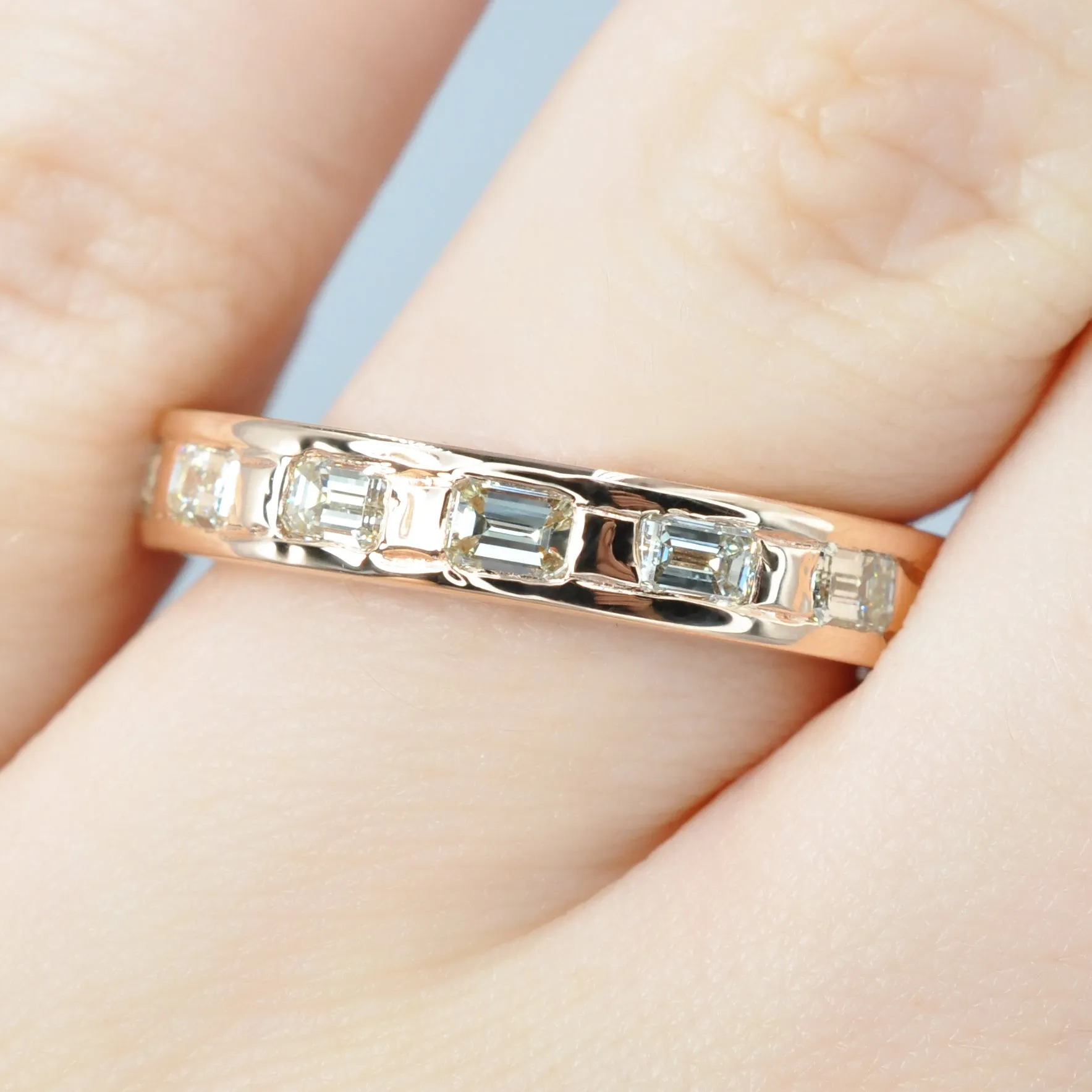 Exquisite 2.50 CT Emerald Cut Diamonds - Eternity Ring in 14KT Rose Gold