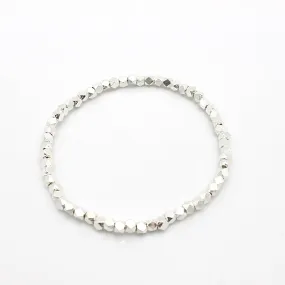 Faceted Fine Silver Stretch Bracelet NO Charm