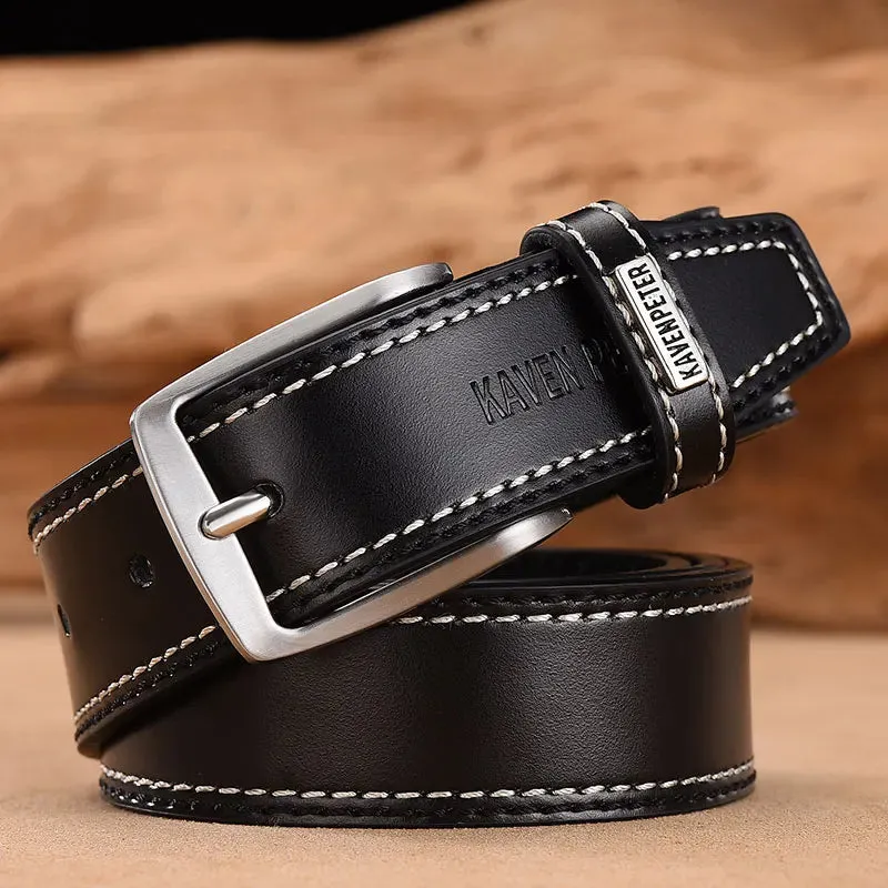 Fashion Men Belts Genuine Leather Luxury Designer Brown Vintage Waist Belt For Jeans Cinturon Cowboy Hombre Dropshipping