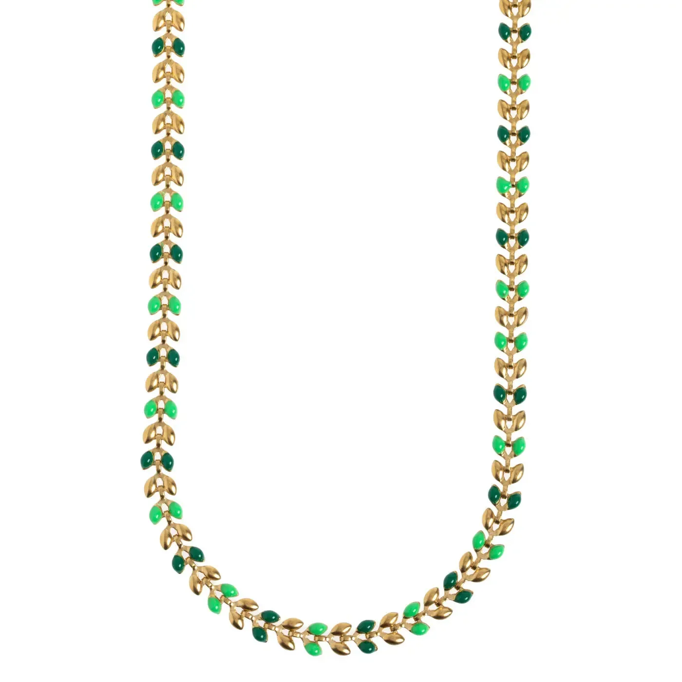 Fleur - Enamel Wheat Chain Necklace Stainless Seel