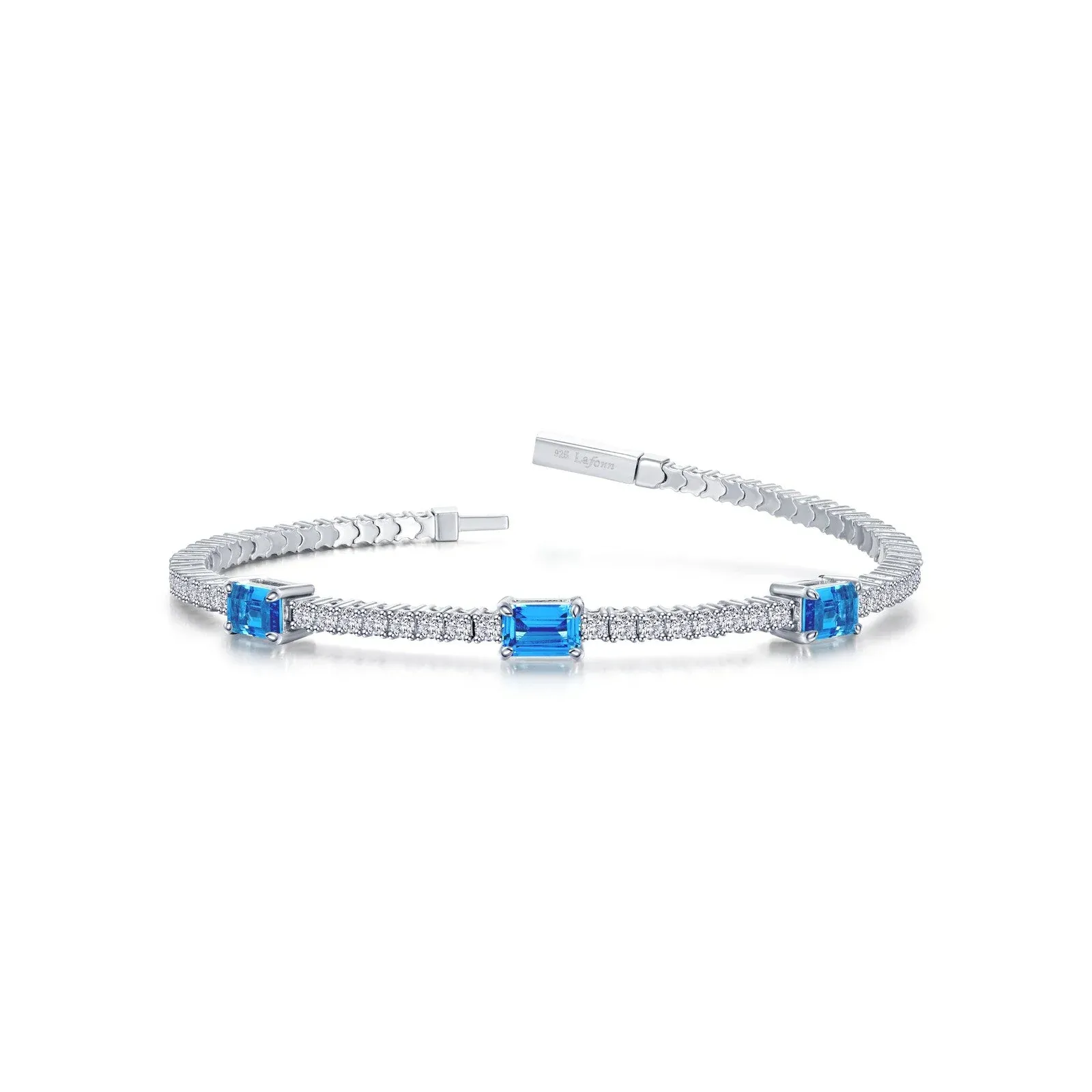 Flexible Blue Topaz Station Bracelet in Sterling Silver