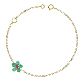 Flower shape Emerald Bracelet