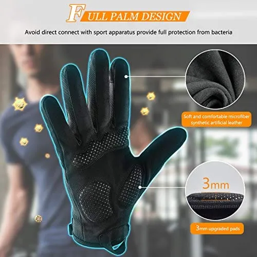 FREETOO Full-Finger Workout Gloves for Men, [Excellent Grip] [Palm Protection] Padded Weightlifting Gloves Lightweight Gym Gloves Durable Training Gloves for Exercise Fitness (NO Touch Screen)