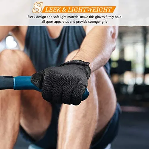 FREETOO Full-Finger Workout Gloves for Men, [Excellent Grip] [Palm Protection] Padded Weightlifting Gloves Lightweight Gym Gloves Durable Training Gloves for Exercise Fitness (NO Touch Screen)