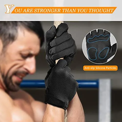 FREETOO Full-Finger Workout Gloves for Men, [Excellent Grip] [Palm Protection] Padded Weightlifting Gloves Lightweight Gym Gloves Durable Training Gloves for Exercise Fitness (NO Touch Screen)