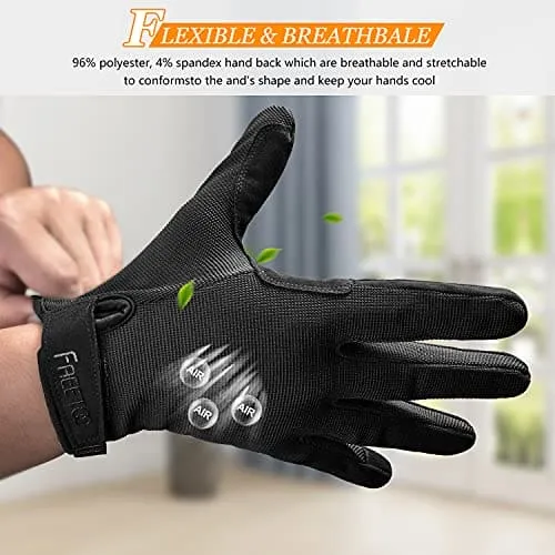 FREETOO Full-Finger Workout Gloves for Men, [Excellent Grip] [Palm Protection] Padded Weightlifting Gloves Lightweight Gym Gloves Durable Training Gloves for Exercise Fitness (NO Touch Screen)