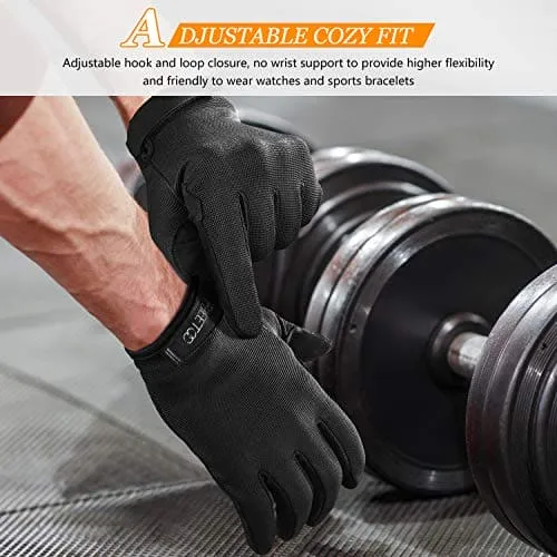 FREETOO Full-Finger Workout Gloves for Men, [Excellent Grip] [Palm Protection] Padded Weightlifting Gloves Lightweight Gym Gloves Durable Training Gloves for Exercise Fitness (NO Touch Screen)