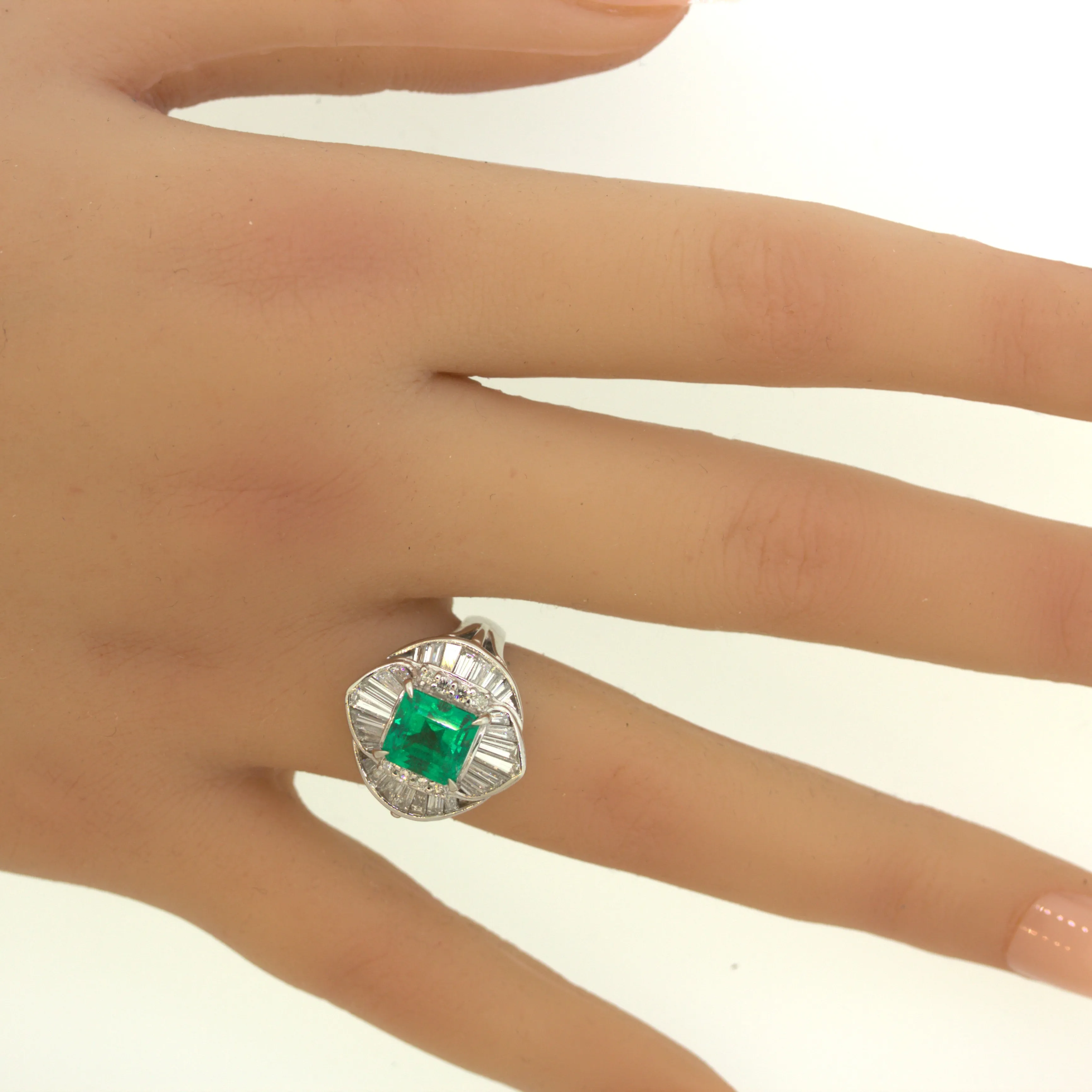 Gem 2.25 Carat Emerald Diamond Platinum Ring