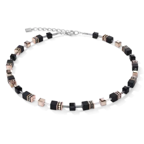 GeoCUBE® Necklace onyx black-rose gold