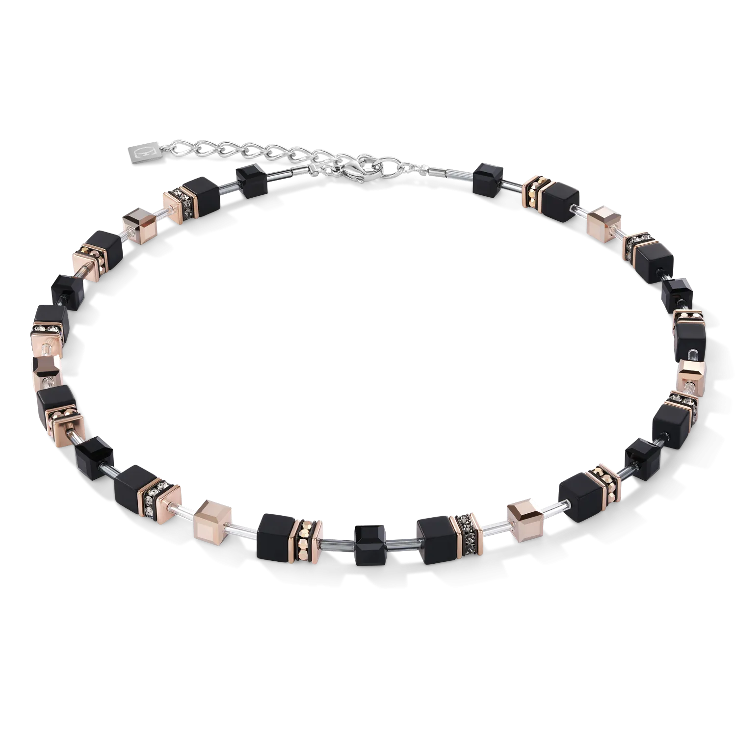 GeoCUBE® Necklace onyx black-rose gold