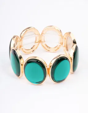 Gold & Green Stone Stretch Bracelet