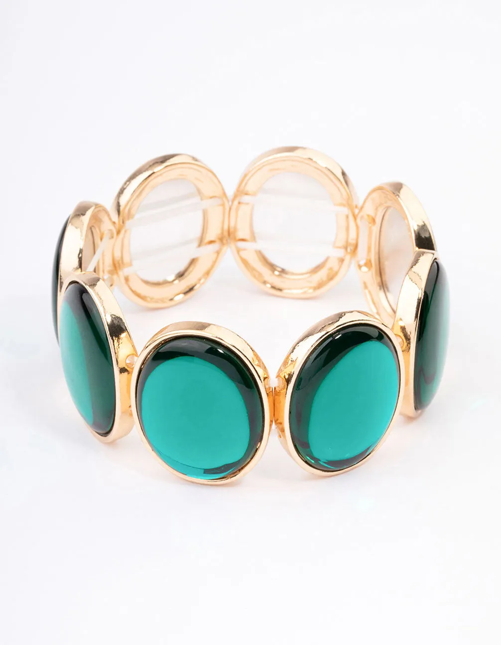 Gold & Green Stone Stretch Bracelet