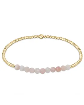 Gold Bliss 2mm Bead Bracelet - Pink Opal