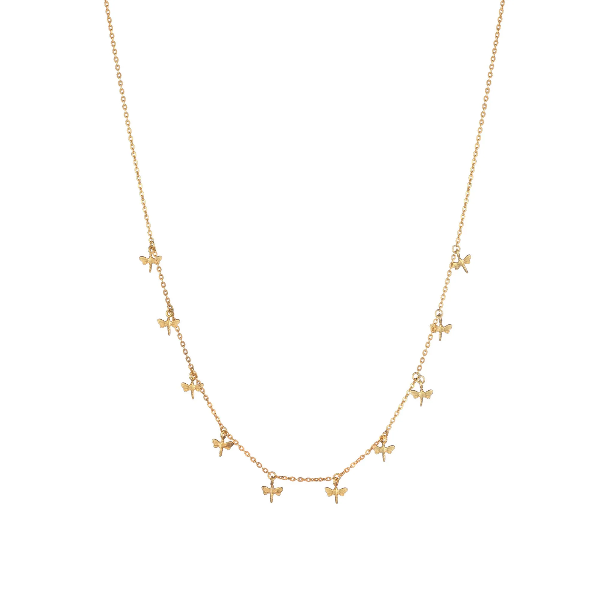 Gold Dancing Dragonflies Necklace