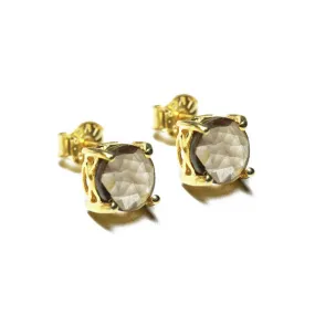 Gold-Dipped Smoky Topaz Earrings