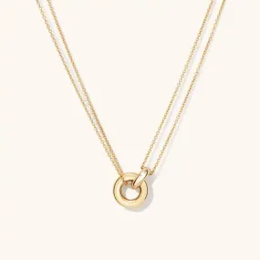 Gold Double Circle Bond Necklace