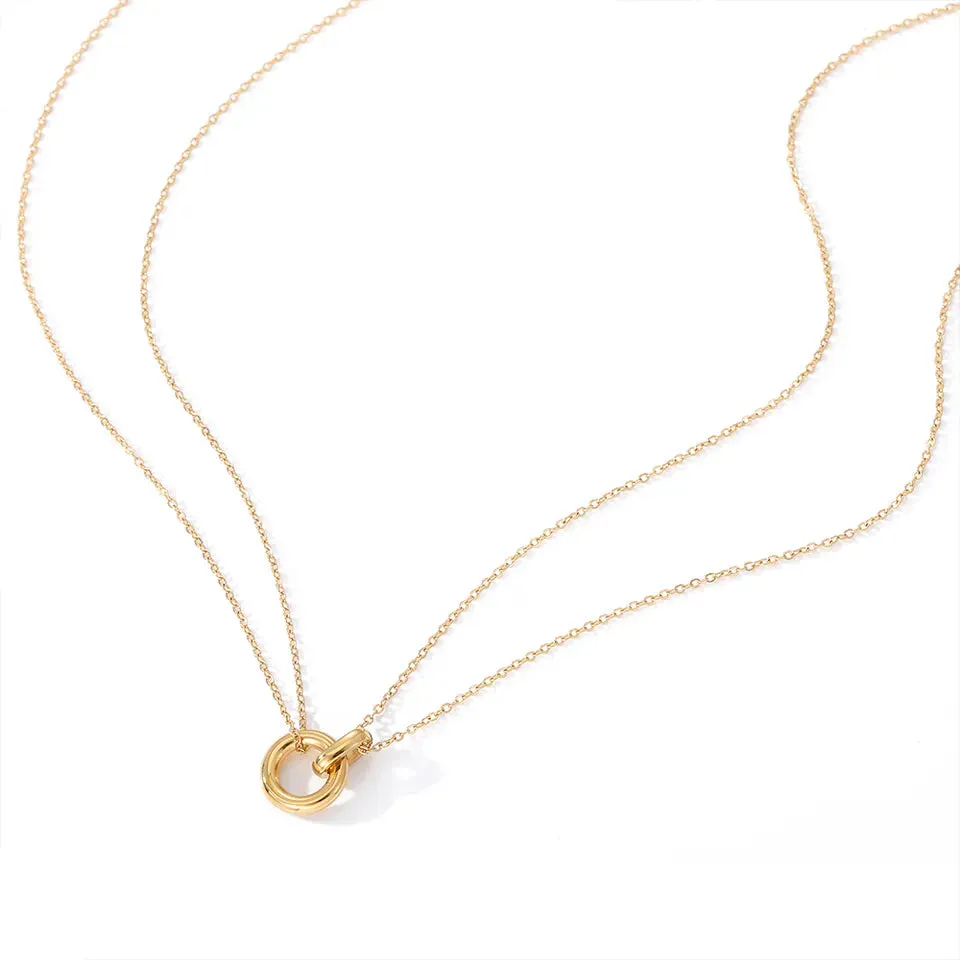 Gold Double Circle Bond Necklace