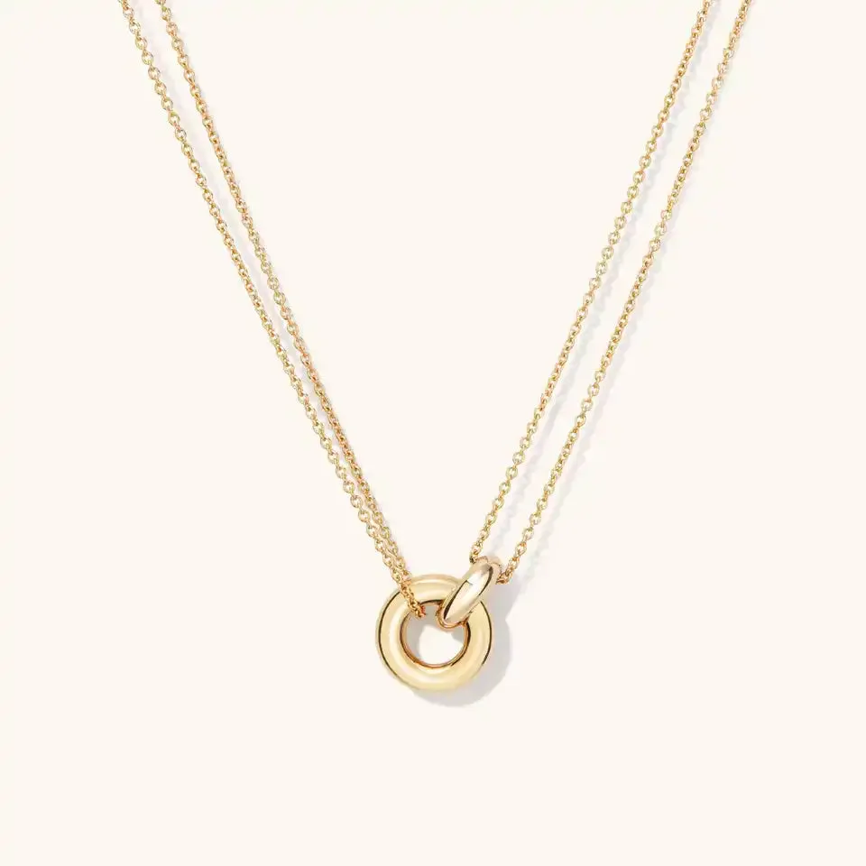 Gold Double Circle Bond Necklace