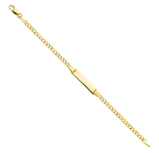 Gold ID Bracelet Cuban Link Chain Diamond Cut 3MM Model-AB109