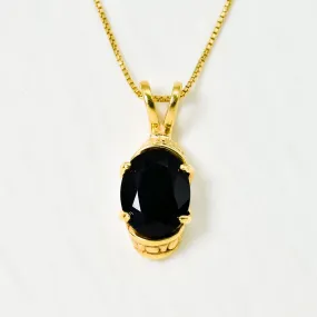 Gold Onyx Pendant - Black Onyx Necklace - Vintage Boho Necklace