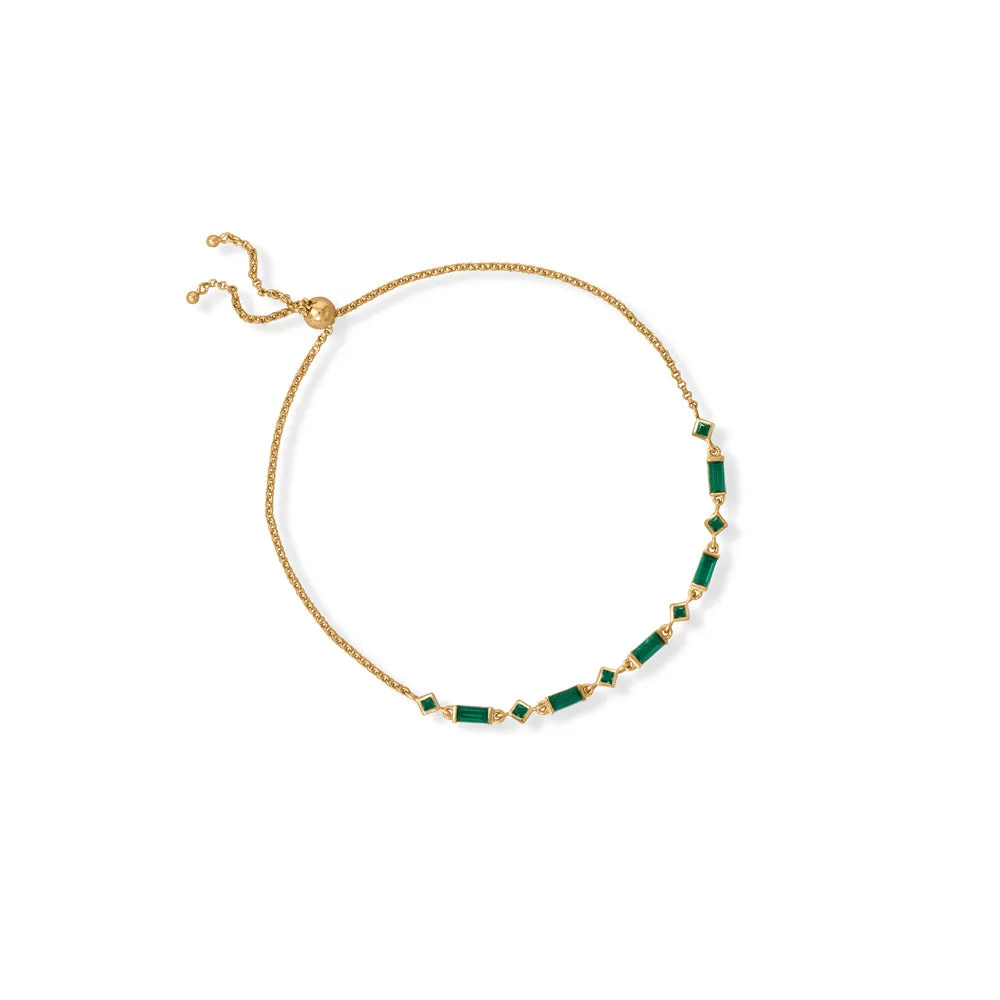 Gold Plated Green CZ Bolo Bracelet